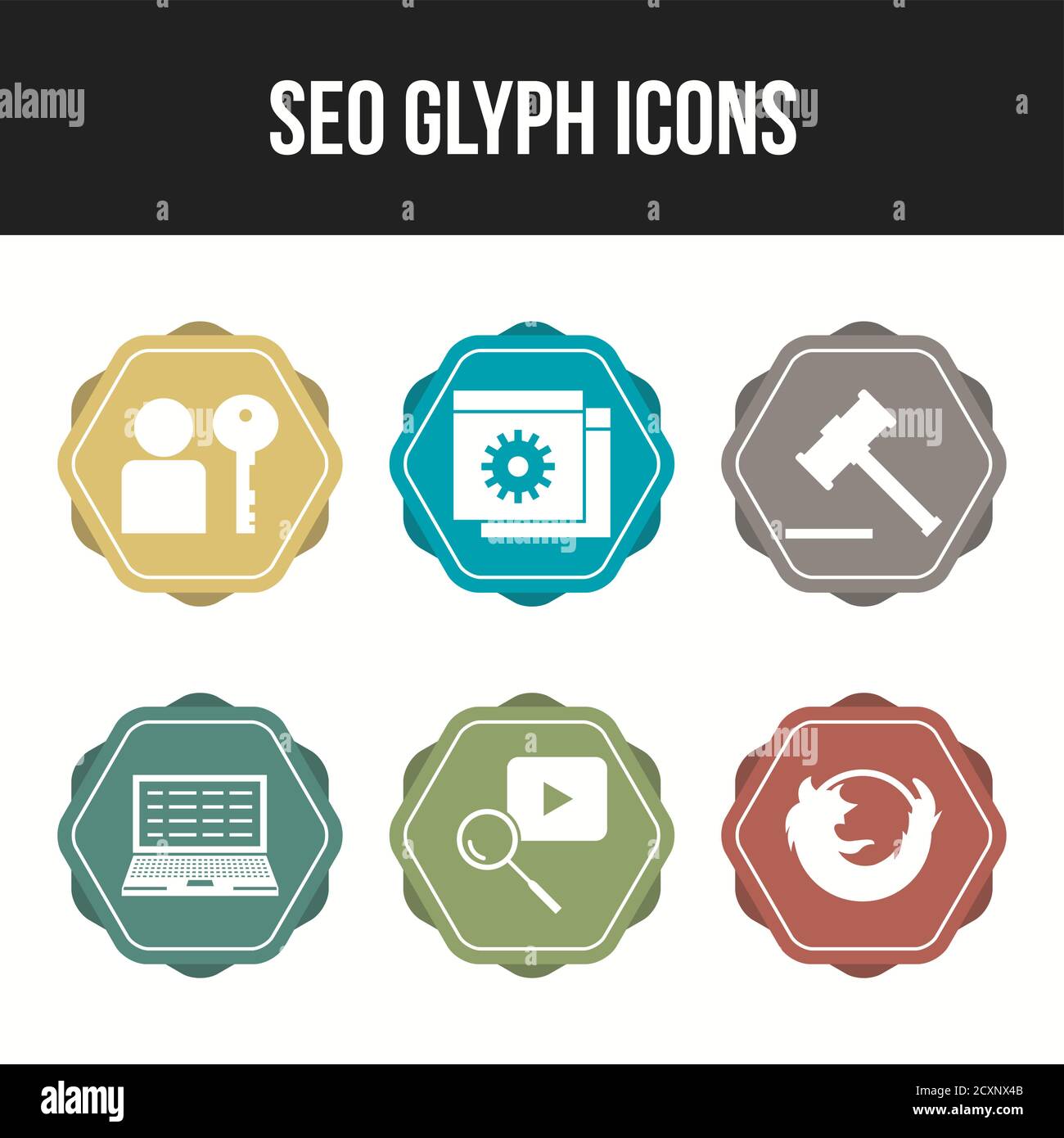 6 Glyph Seo icons for commercial and personal use Stock Vector Image ...