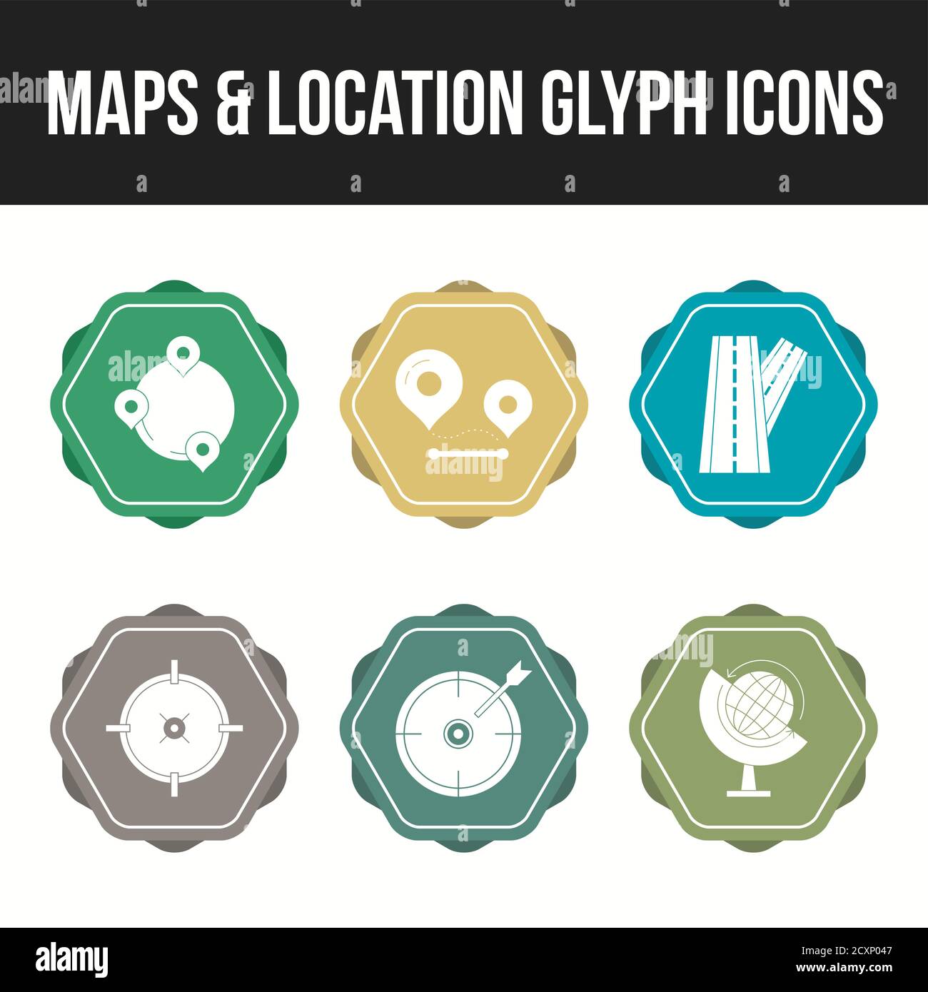 Unique icon set of maps & location glyph icons Stock Vector Image & Art ...