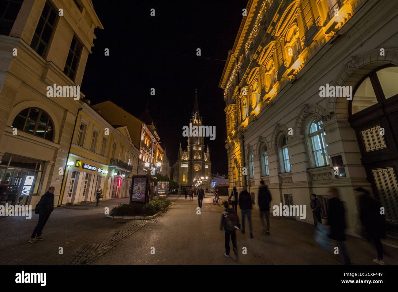 europe, serbia, vojvodina, novi sad, old town by night, pedestrian zone,  night life Stock Photo - Alamy