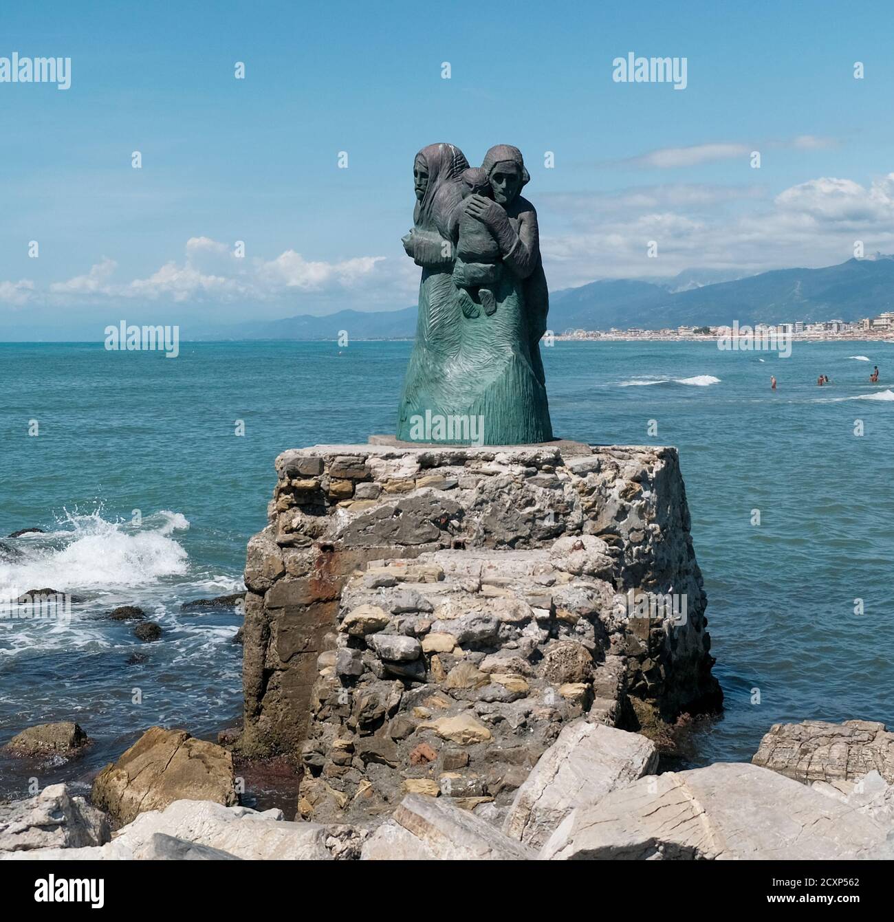 viareggio view of the statue on the pier. High quality photo Stock Photo