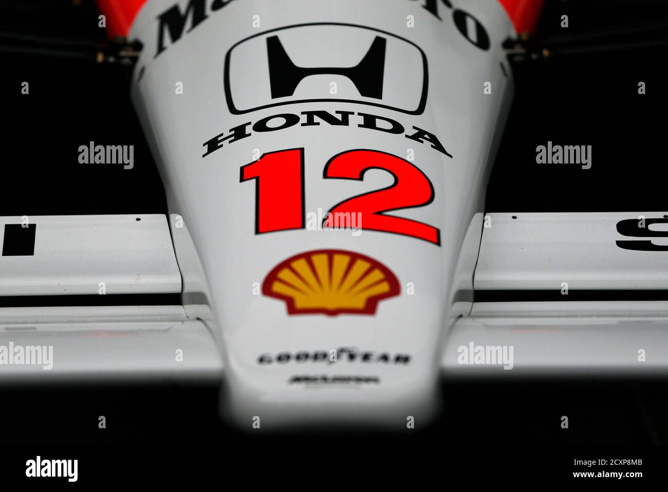 Logo Of The Honda Motor Co Is Seen On The Nose Of The 1988 Mclaren Honda