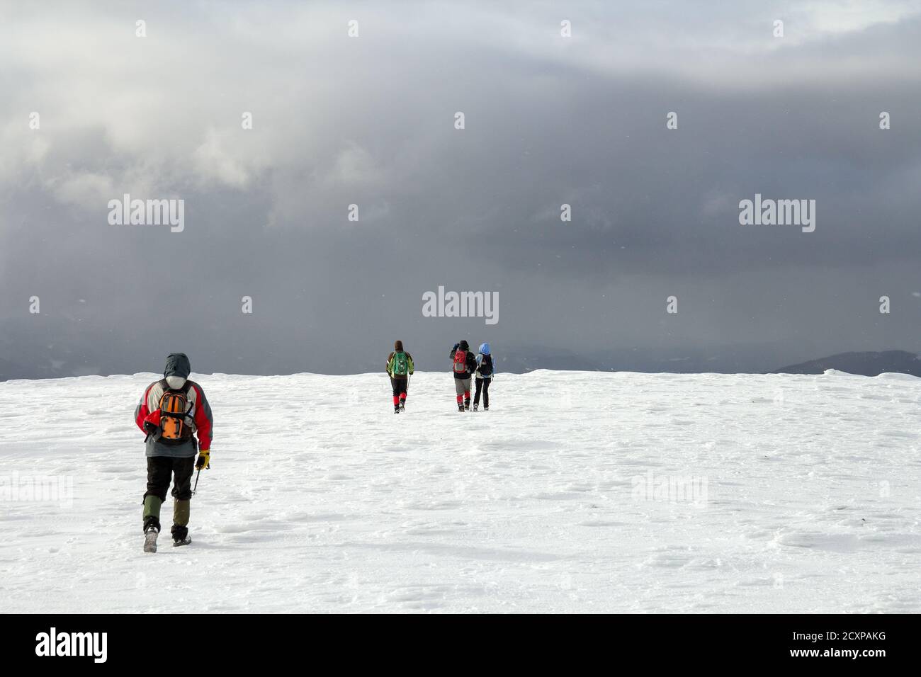 Team hikers trekking snowy hi-res stock photography and images - Alamy