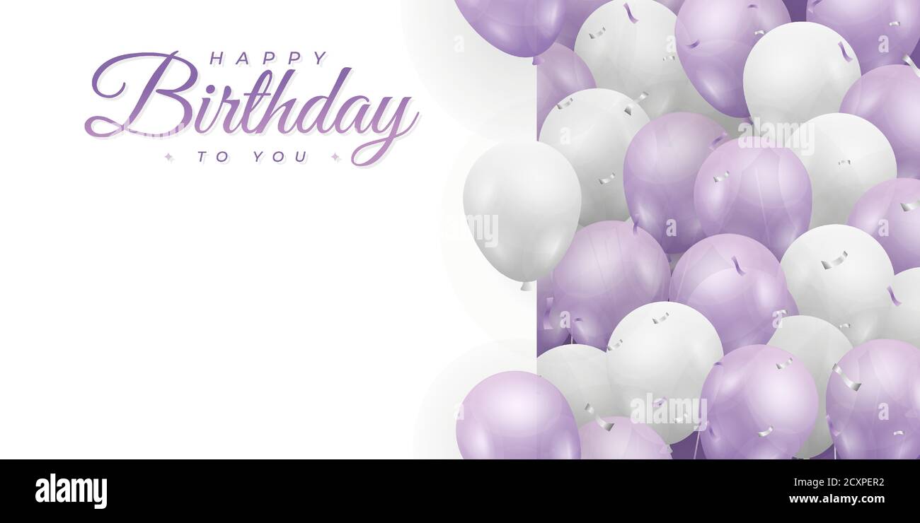 Happy Birthday . banner or greeting card background for birthday  celebration . purple and white color concept . vector illustration eps10  Stock Vector Image & Art - Alamy