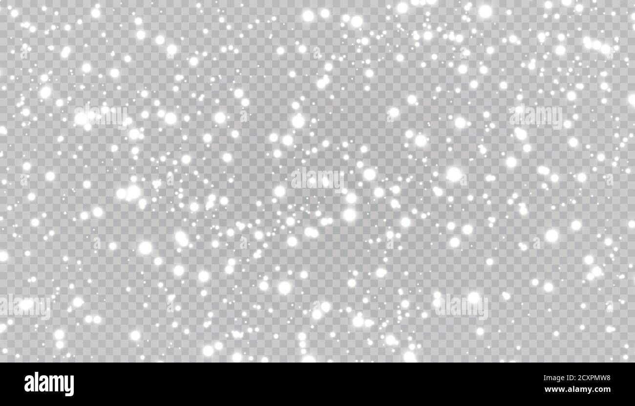 White snow flies on a transparent background. Christmas snowflakes ...
