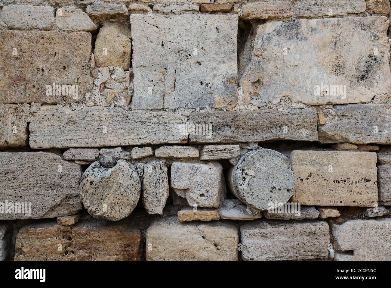 Texture of an old stone wall. Vintage background from shell rock Stock ...