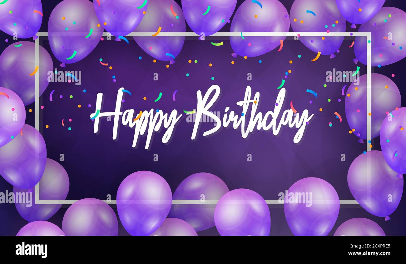 Happy Birthday . banner or greeting card background for birthday celebration . purple and white color concept . vector illustration eps10 Stock Vector