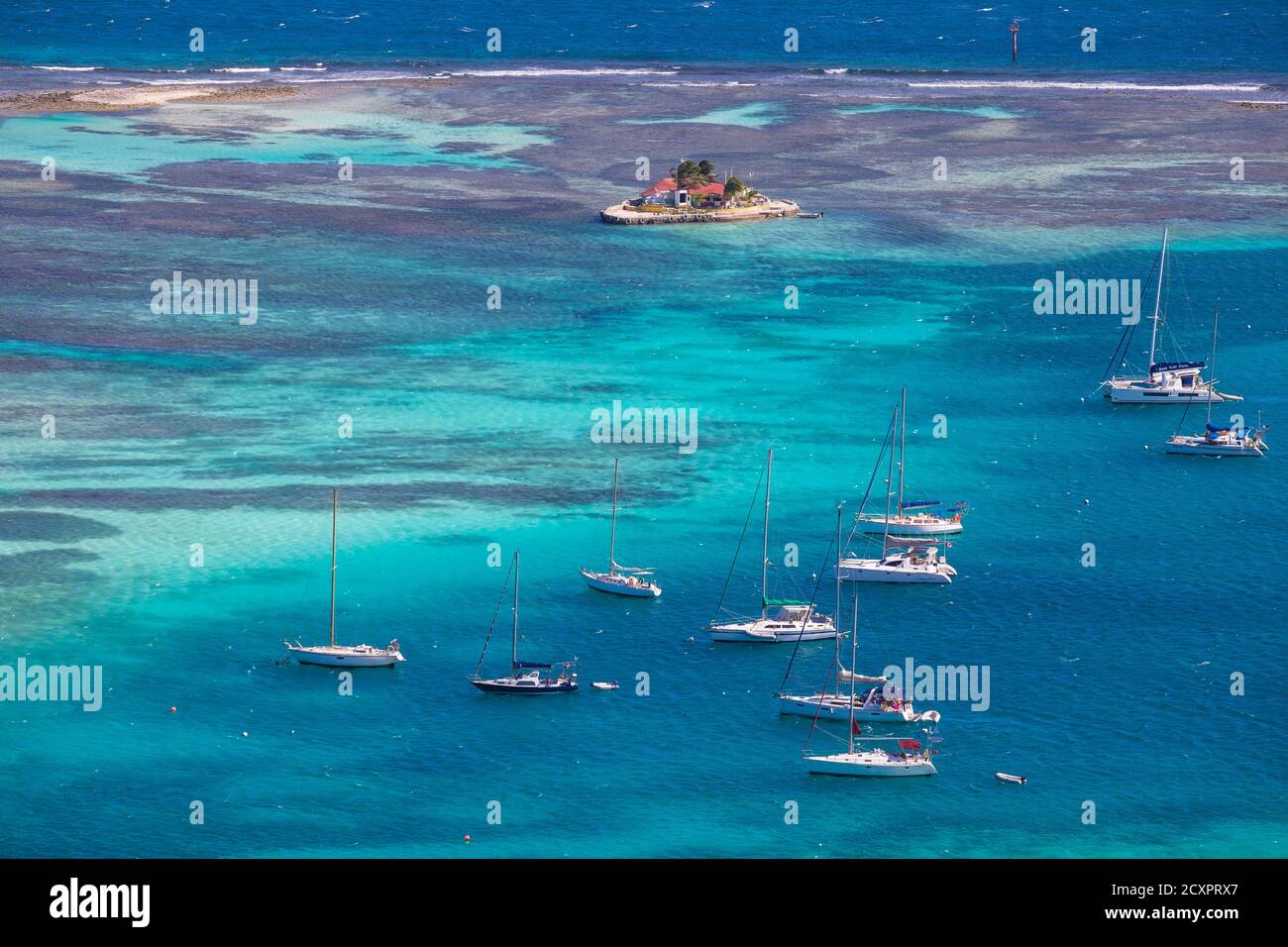 St Vincent and The Grenadines,  Happy Island off the coast of Union Island Stock Photo
