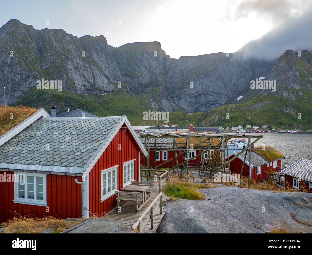 Traditional, red, wooden houses in Reine. Lofoten Norway. Europe Stock Photo Alamy