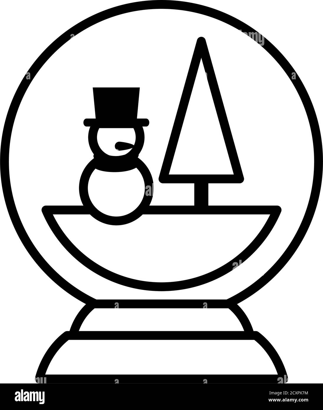 christmas snow ball icon over white background, line style, vector ...