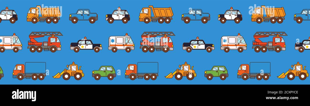 Cars pattern on blue background. Cover for pages Stock Vector