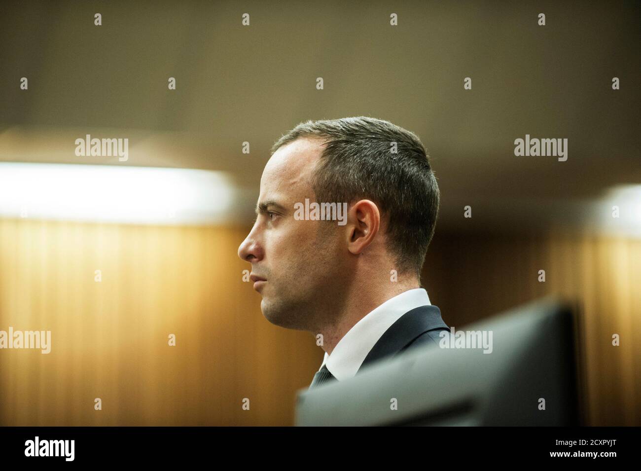 South African Olympic And Paralympic Track Star Oscar Pistorius Sits In The Dock During The Trial For falsely describing his suitcase as a bomb gets to return home. alamy