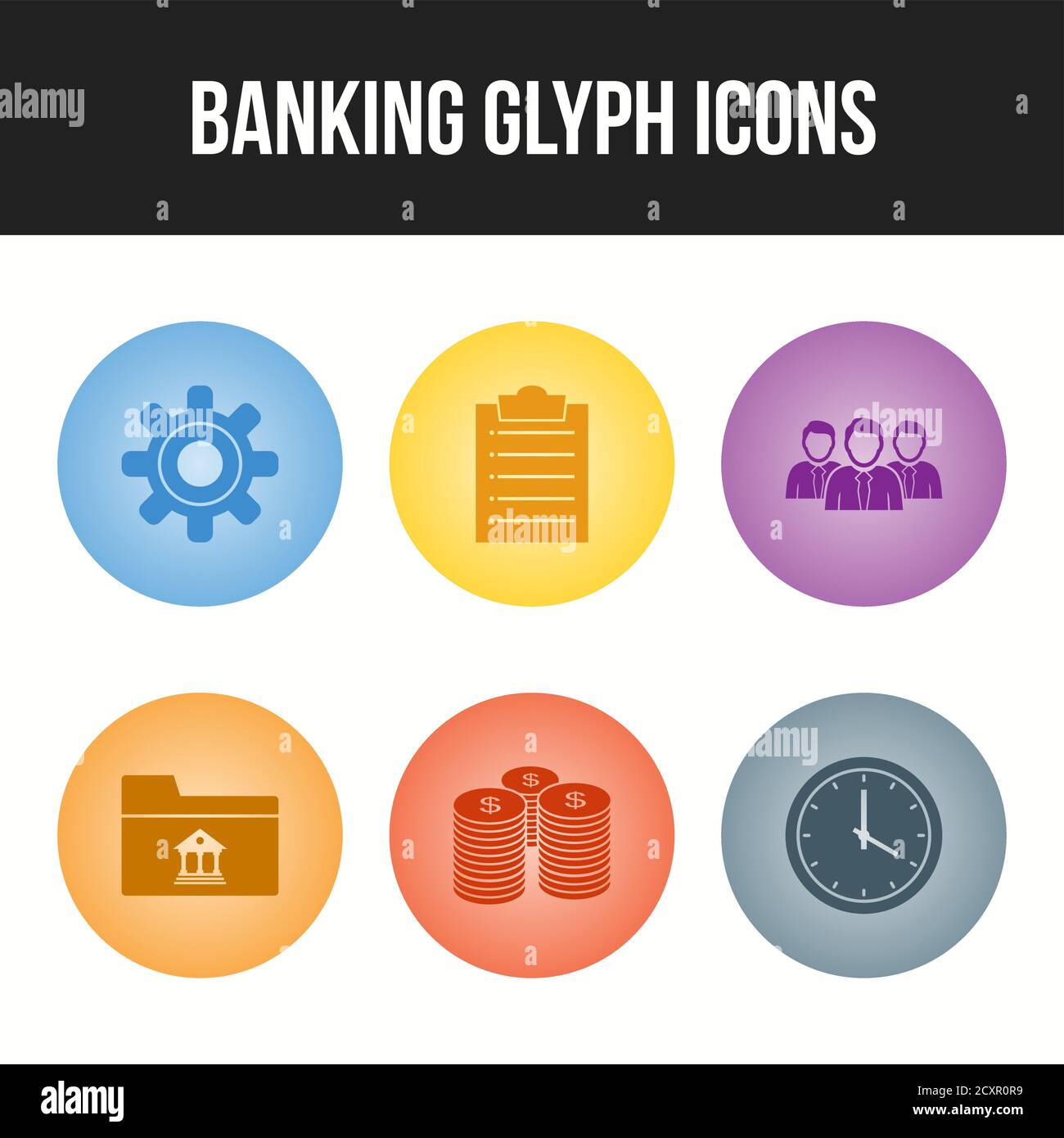 6 Beautiful Banking Glyph vector icon set Stock Vector