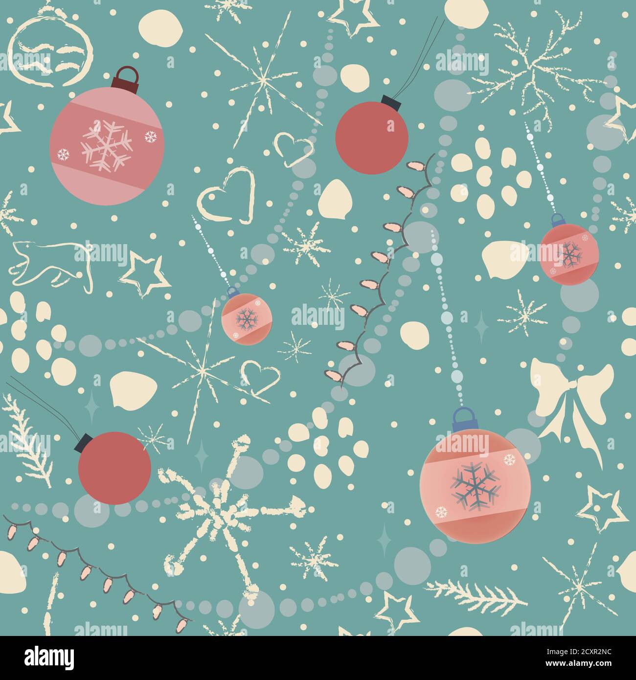 Seamless Winter Pattern with Christmas Ornaments. vector Illustration. Stock Vector