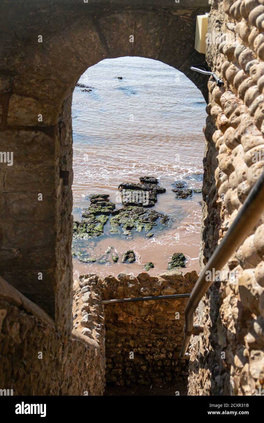 View to the beach and steps leading down from Connaught Gardens at