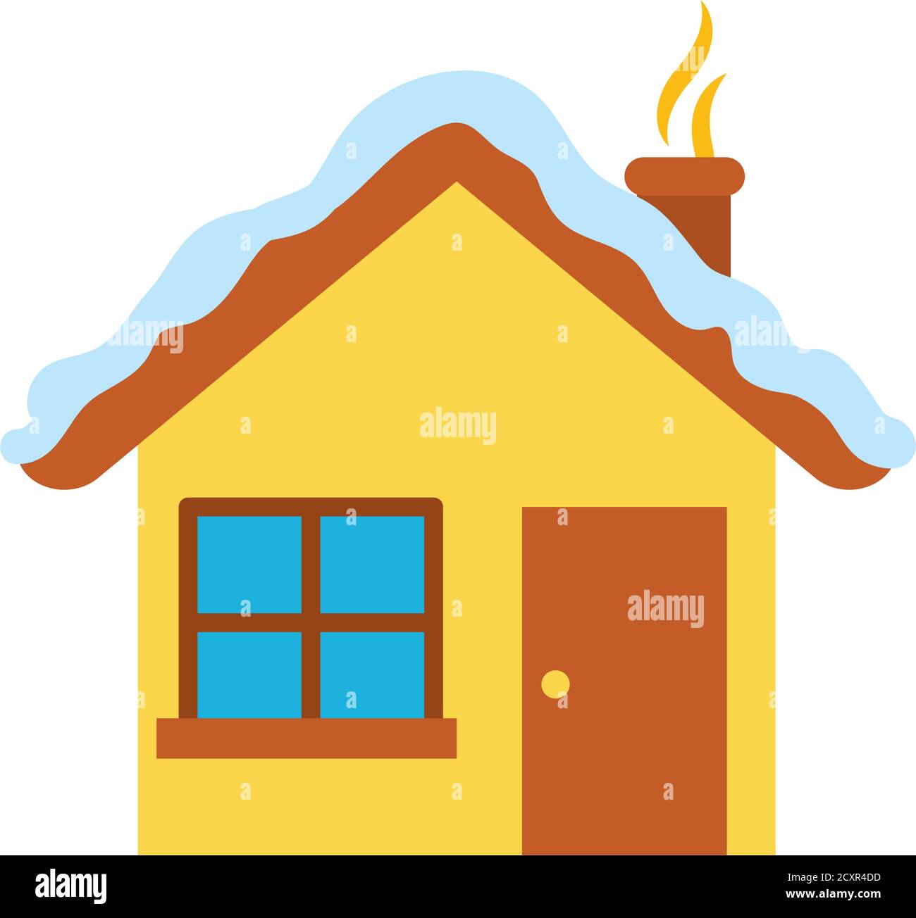 house with snow on the roof over white background, flat style, vector ...