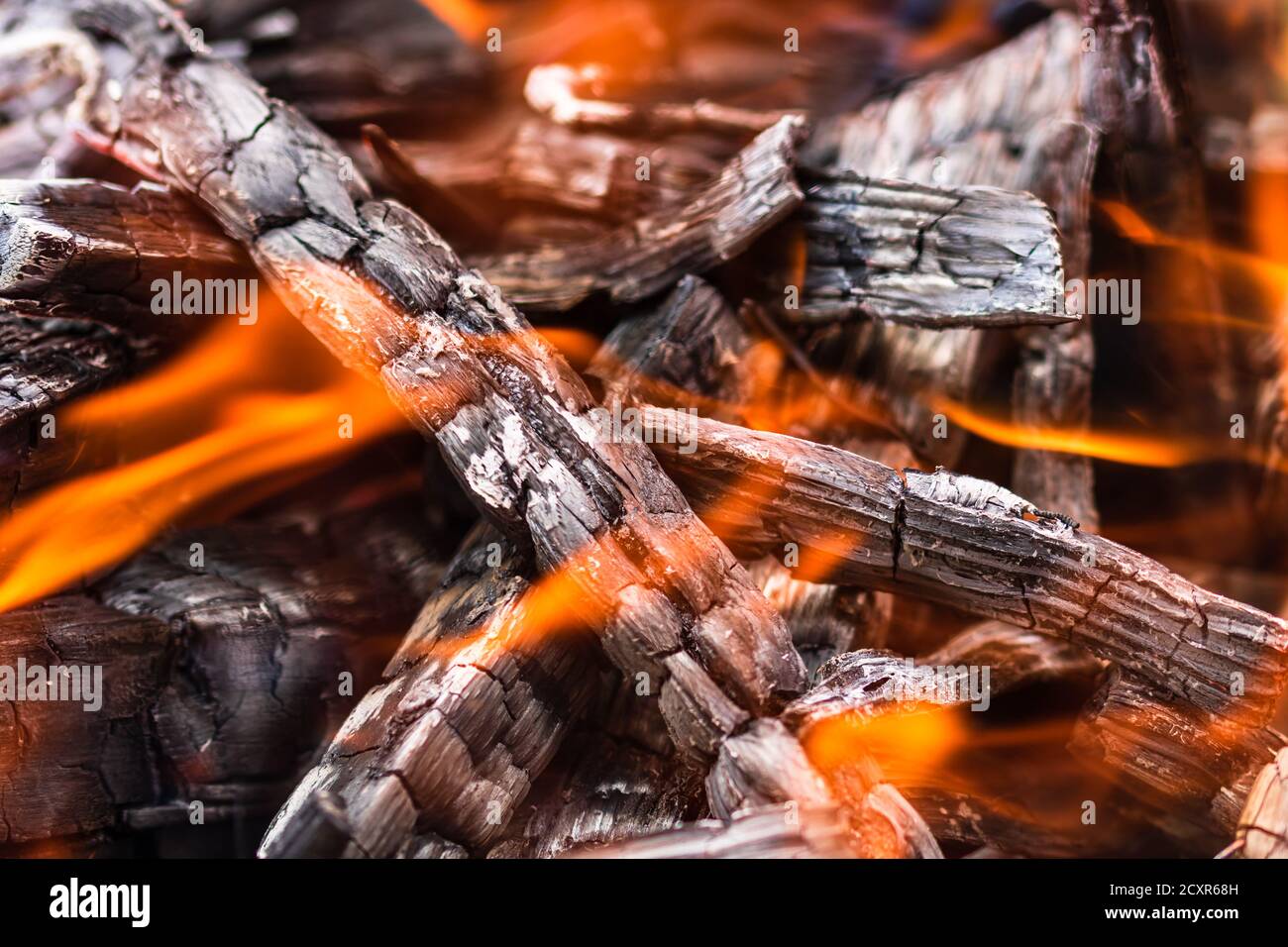 Charcoal top wood chips