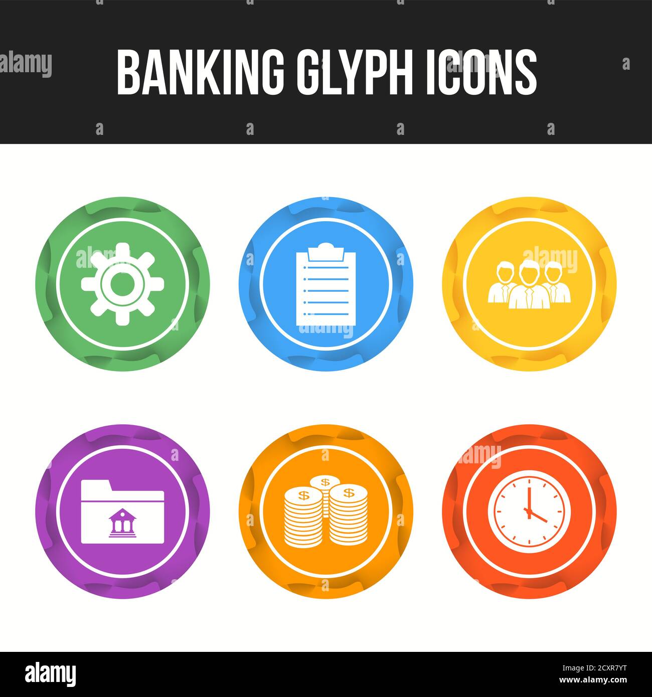 6 Beautiful Banking Glyph vector icon set Stock Vector