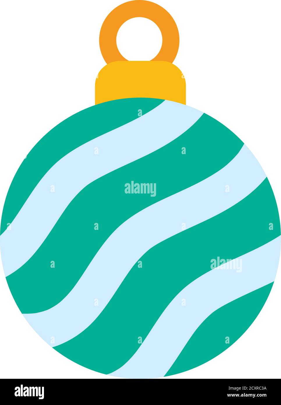 striped christmas ball icon over white background, flat style, vector ...
