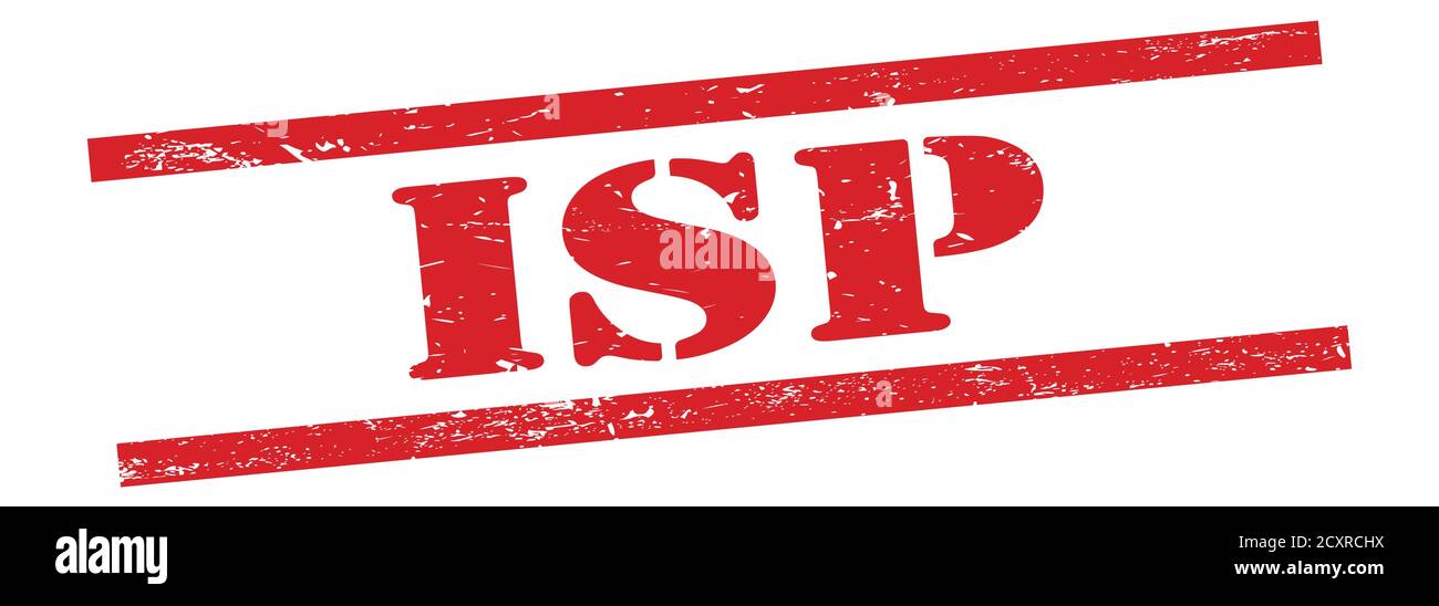 ISP text on red grungy vintage rubber stamp Stock Photo - Alamy