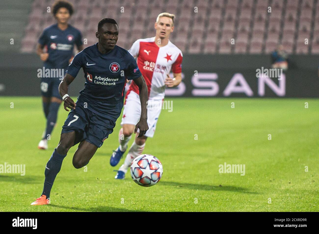 Herning, Denmark. 30th Sep, 2020. Pione Sisto (7) of FC Midtjylland seen during the UEFA Champions League qualification match between FC Midtjylland and Slavia Praha at MCH Arena in Herning. (Photo Credit: Gonzales Photo/Alamy Live News Stock Photo