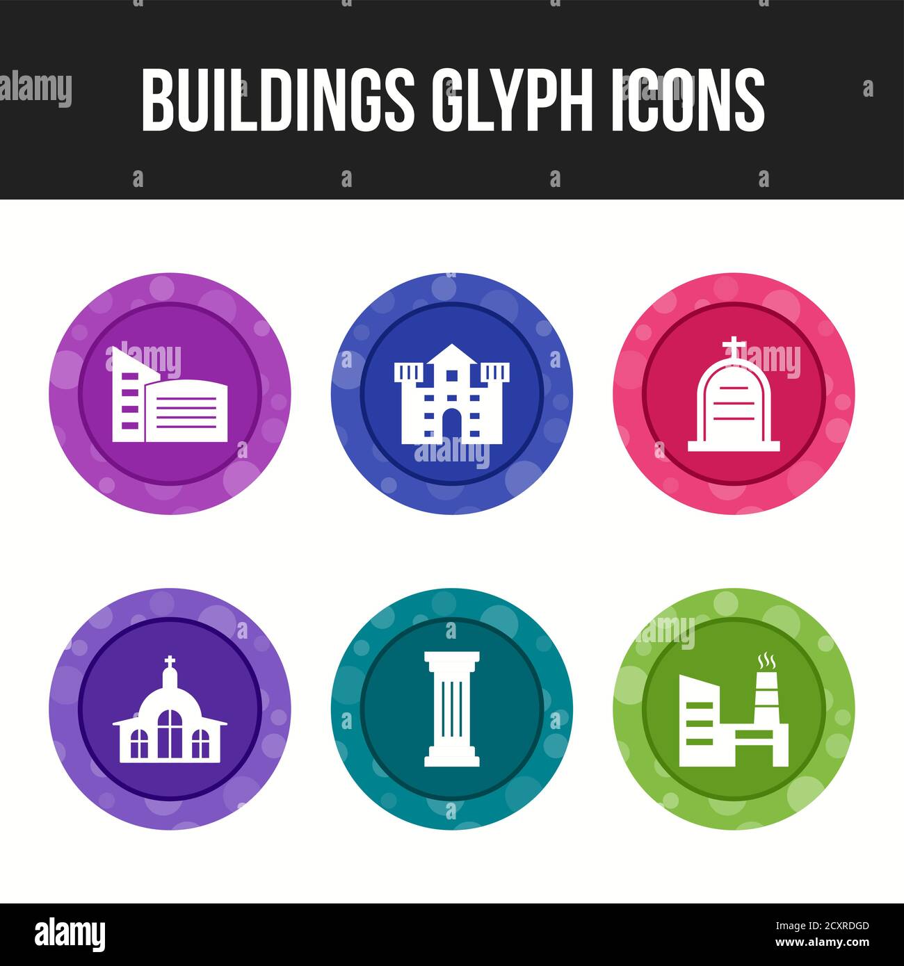 Beautiful buildings vector icon set for commercial use Stock Vector ...