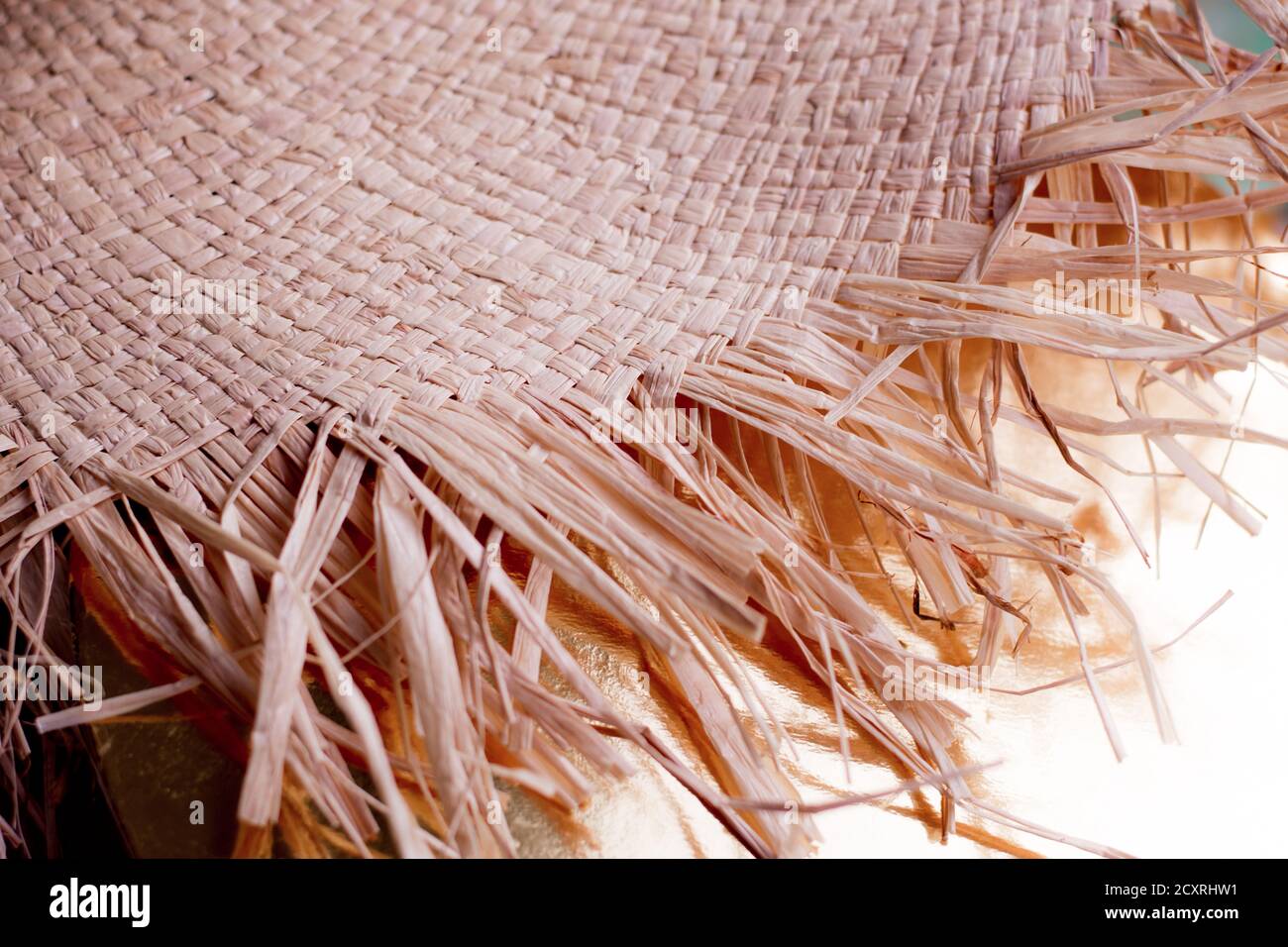 Straw hat, beach hat side view top close up Stock Photo Alamy