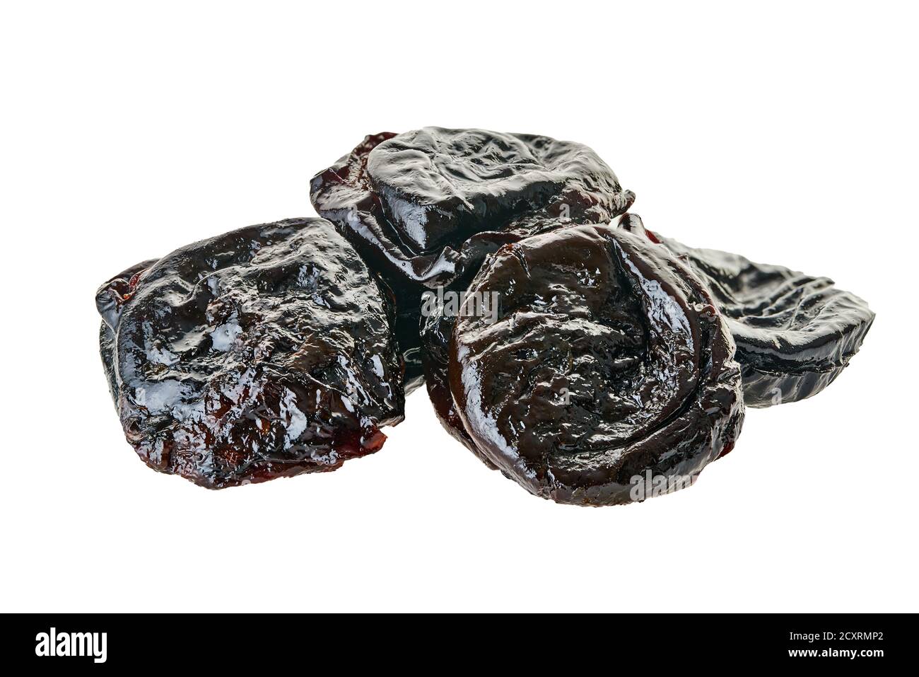 prunes with clipping path on a white isolated background Stock Photo