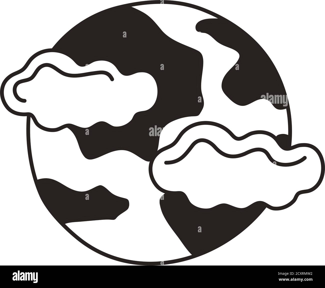 full moon and clouds line style icon vector illustration design Stock Vector