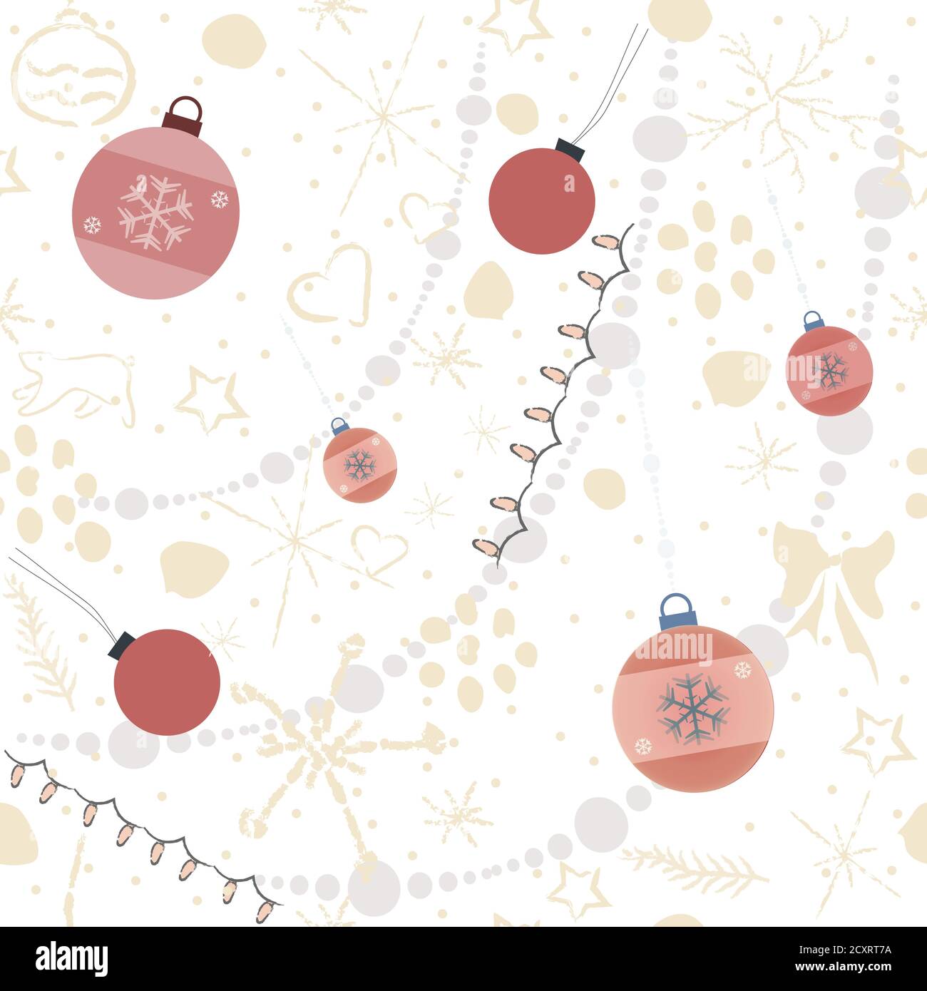 Seamless Winter Pattern with Christmas Ornaments. vector Illustration. Stock Vector