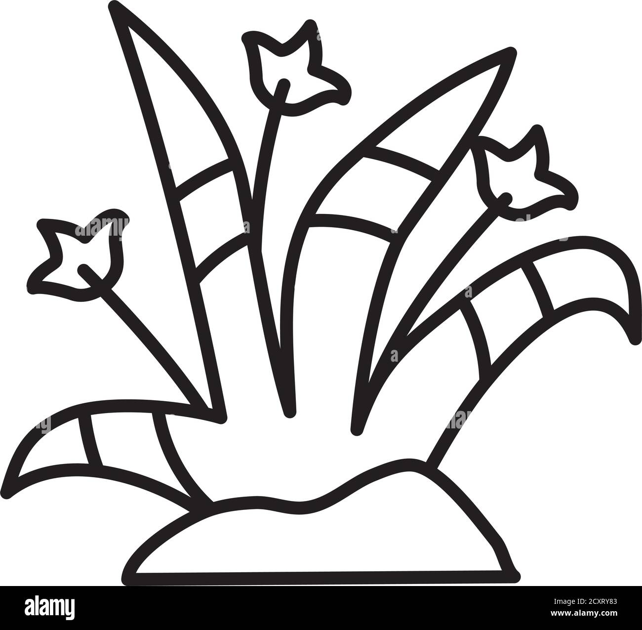 plant with flowers icon over white background, line style, vector ...