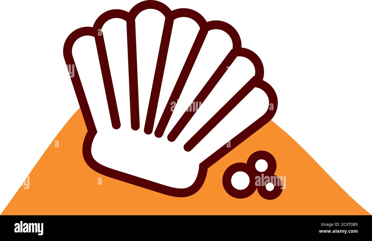 shell on the sand icon over white background, half line half color ...