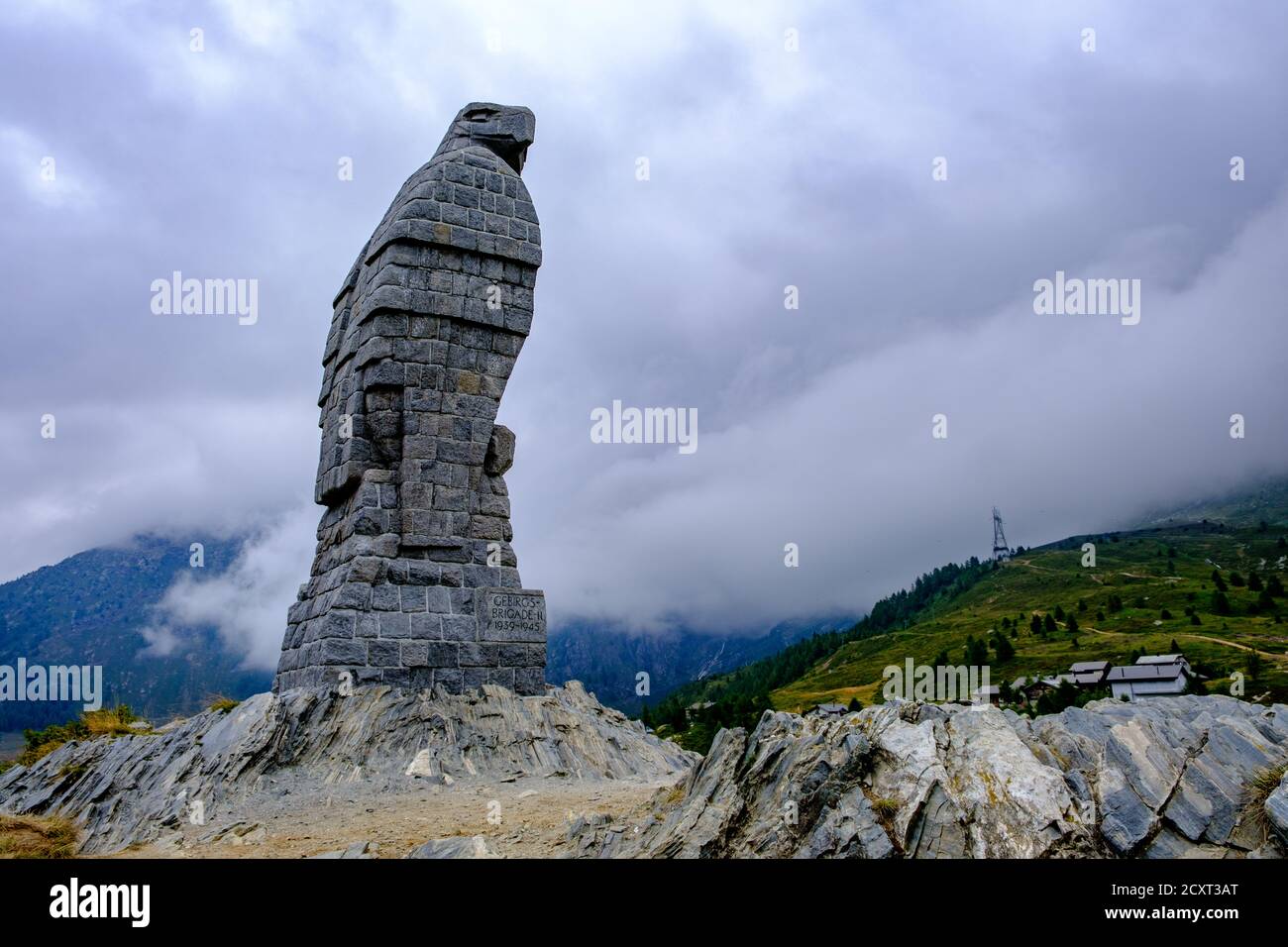 Stone eagle at the Simplon Pass Stock Photo