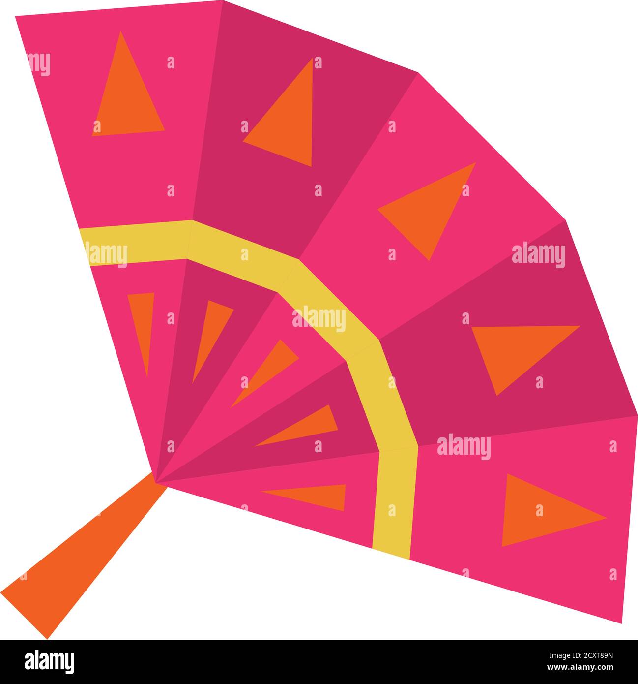 mexican hand fan icon over white background, flat style, vector