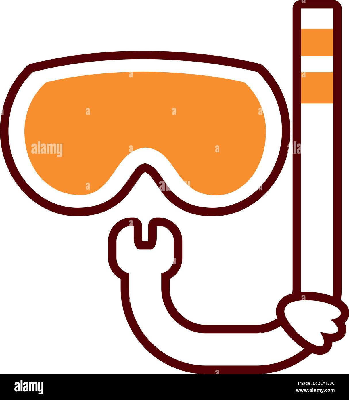 snorkel mask icon over white background, half line half color style ...