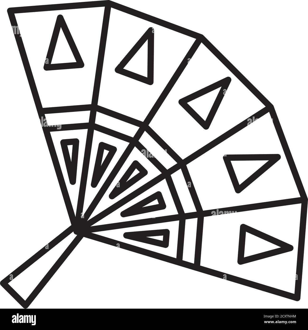 mexican hand fan icon over white background, line style, vector