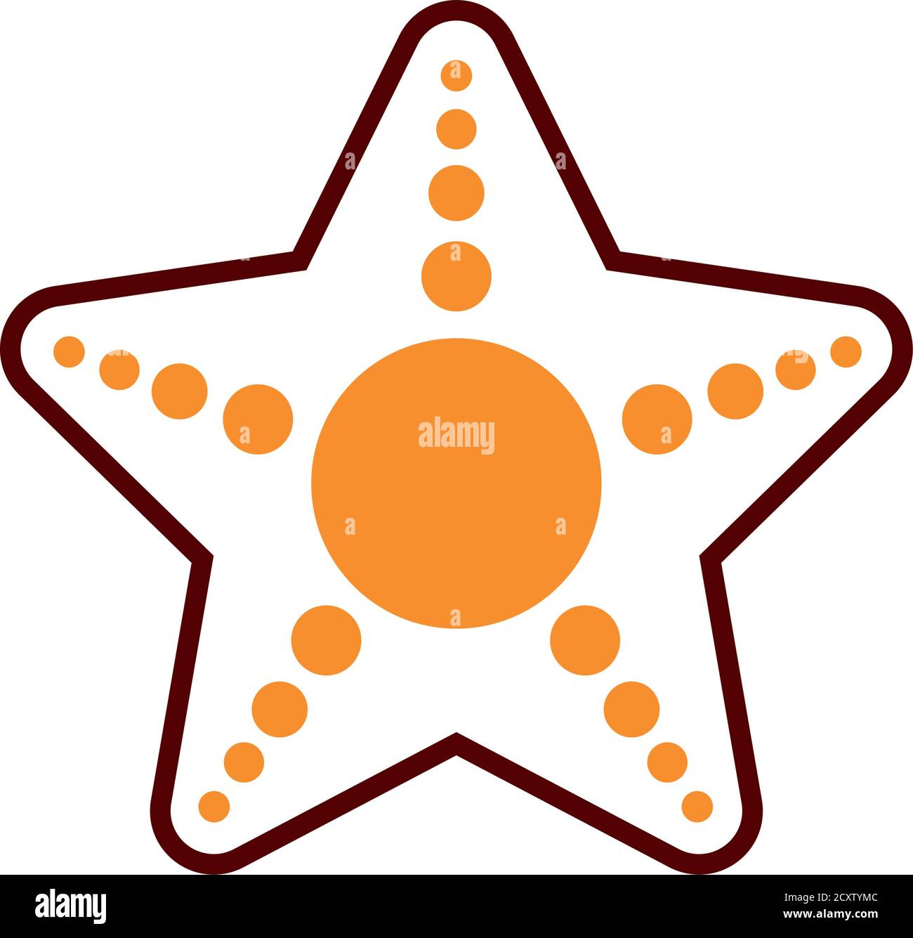 sea star icon over white background, half line half color style, vector illustration Stock Vector