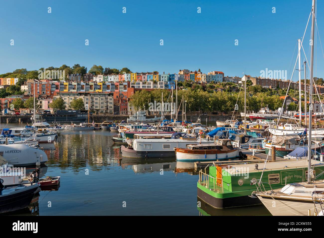 BRISTOL CITY ENGLAND HOTWELLS DOCKS BRISTOL MARINA AND BOATS COLOURED