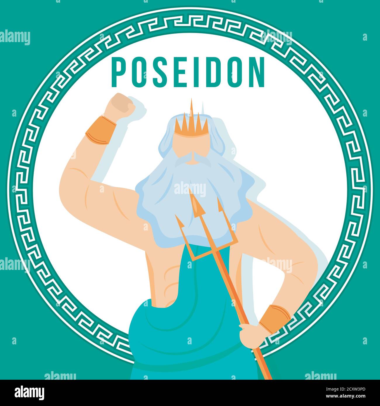 Poseidon greek god of sea with trident cartoon vector illustration hi ...