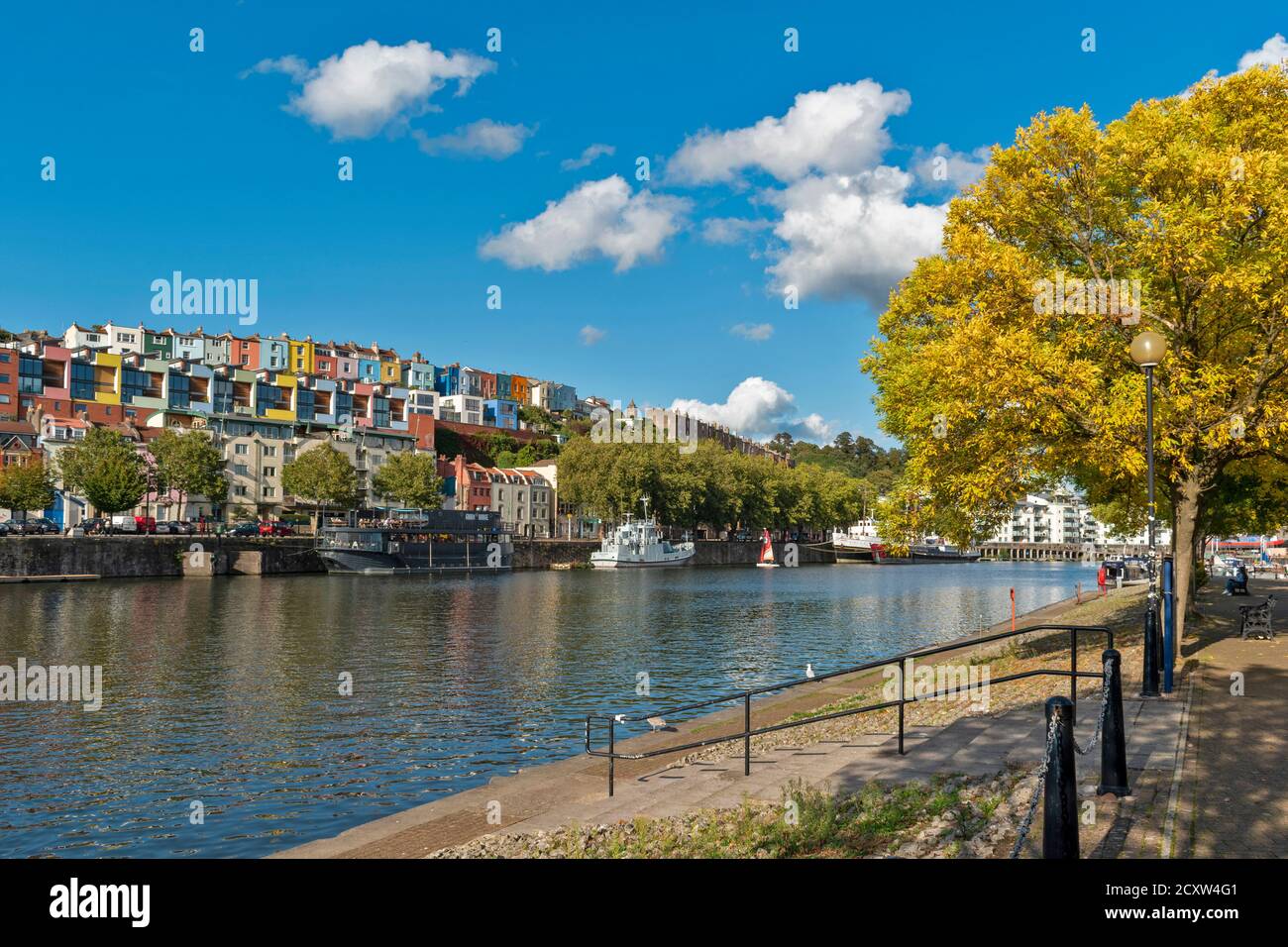 BRISTOL CITY ENGLAND HOTWELLS DOCKS GRAIN BARGE LATE SUMMER GOLDEN