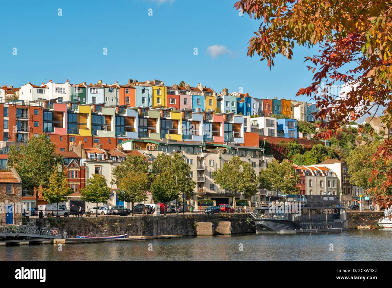 BRISTOL CITY ENGLAND HOTWELLS DOCKS THE GRAIN BARGE LATE SUMMER GOLDEN