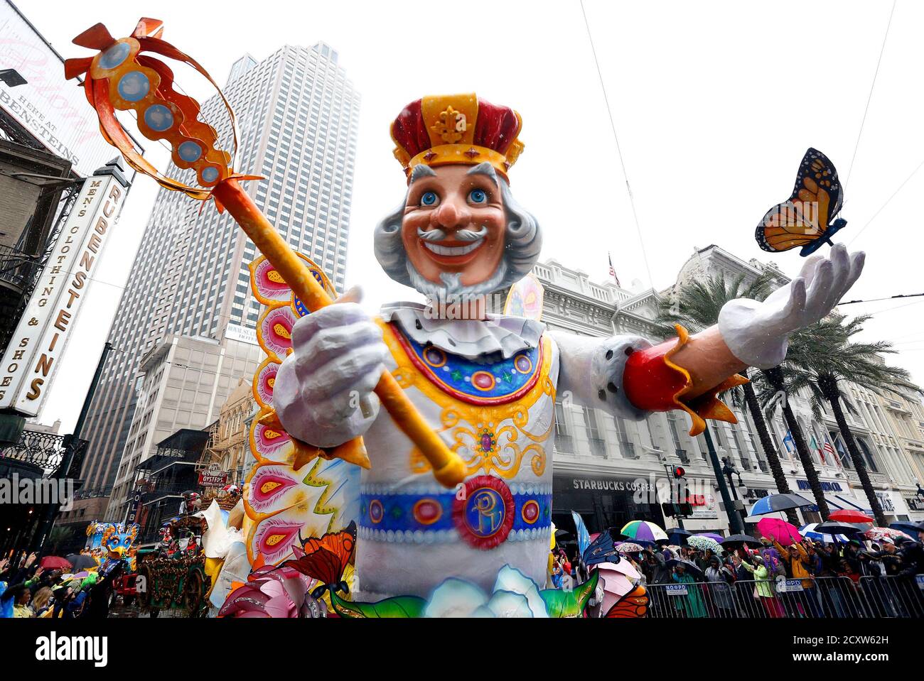 A float from the Krewe of Rex parade is seen on Mardi Gras in New Orleans, Louisiana March 4, 2014. REUTERS/Jonathan Bachman (UNITED STATES - Tags: SOCIETY ENTERTAINMENT) Stock Photo
