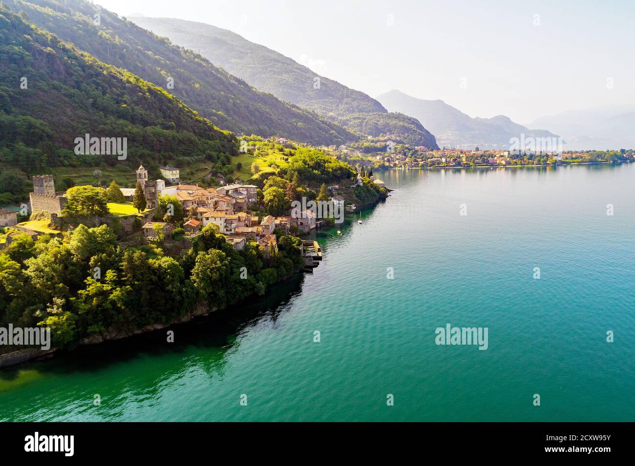 Corenno Plinio - Lake Como (IT) - Aerial view of the village Stock Photo