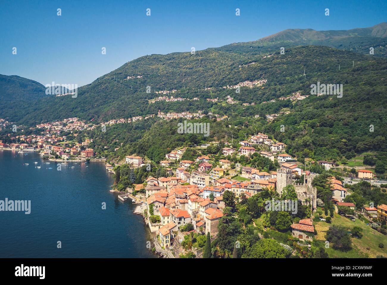 Santa Maria Rezzonico - Lake Como (IT) - Aerial view Stock Photo