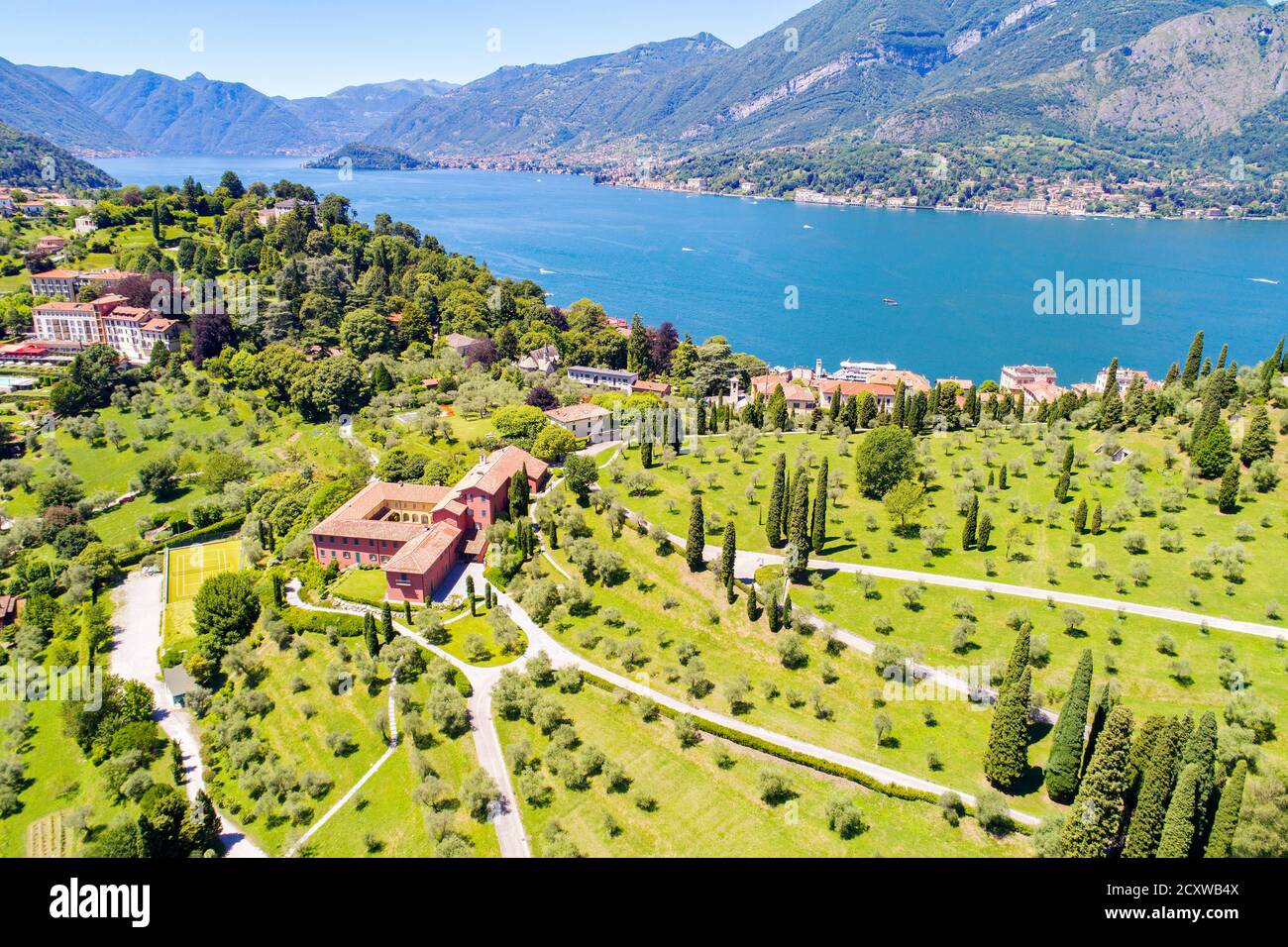 Lake Como (IT) - Aerial view of Pescallo Stock Photo