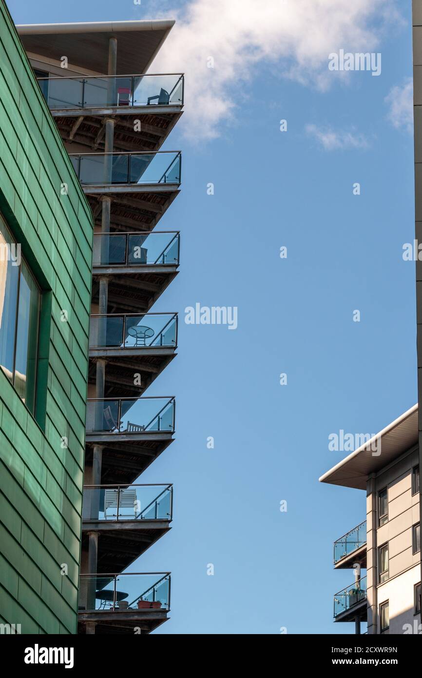 View of apartment buildings in Leeds dock, Leeds Stock Photo