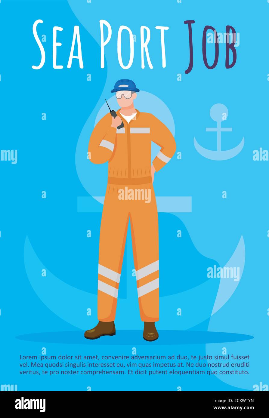 Sea port job poster vector template Stock Vector Image & Art Alamy