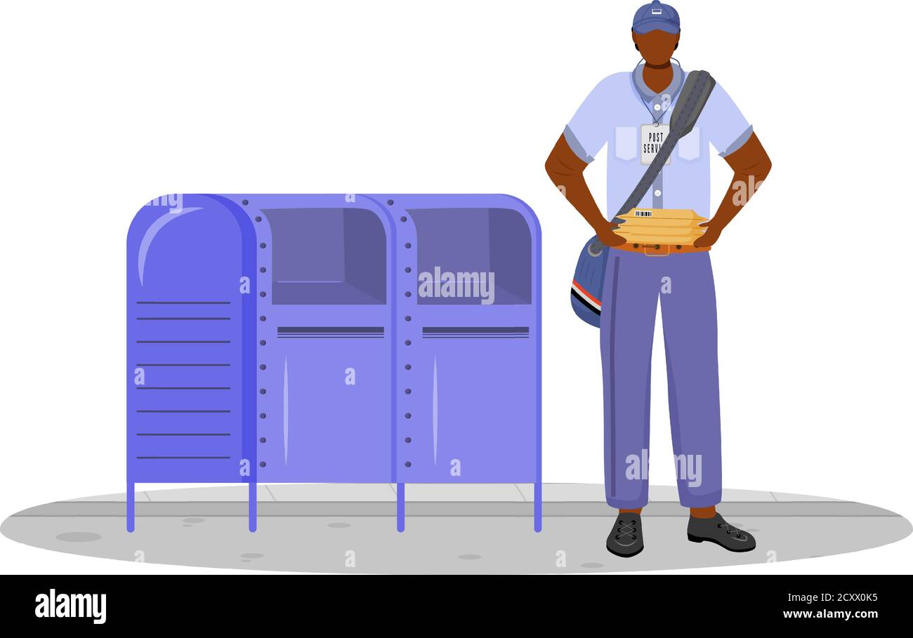 Post office male worker flat color vector illustration Stock Vector ...