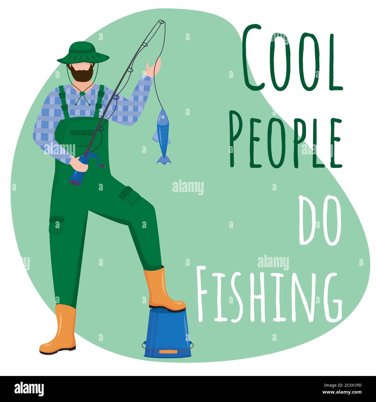 Cool people do fishing social media post mockup Stock Vector Image