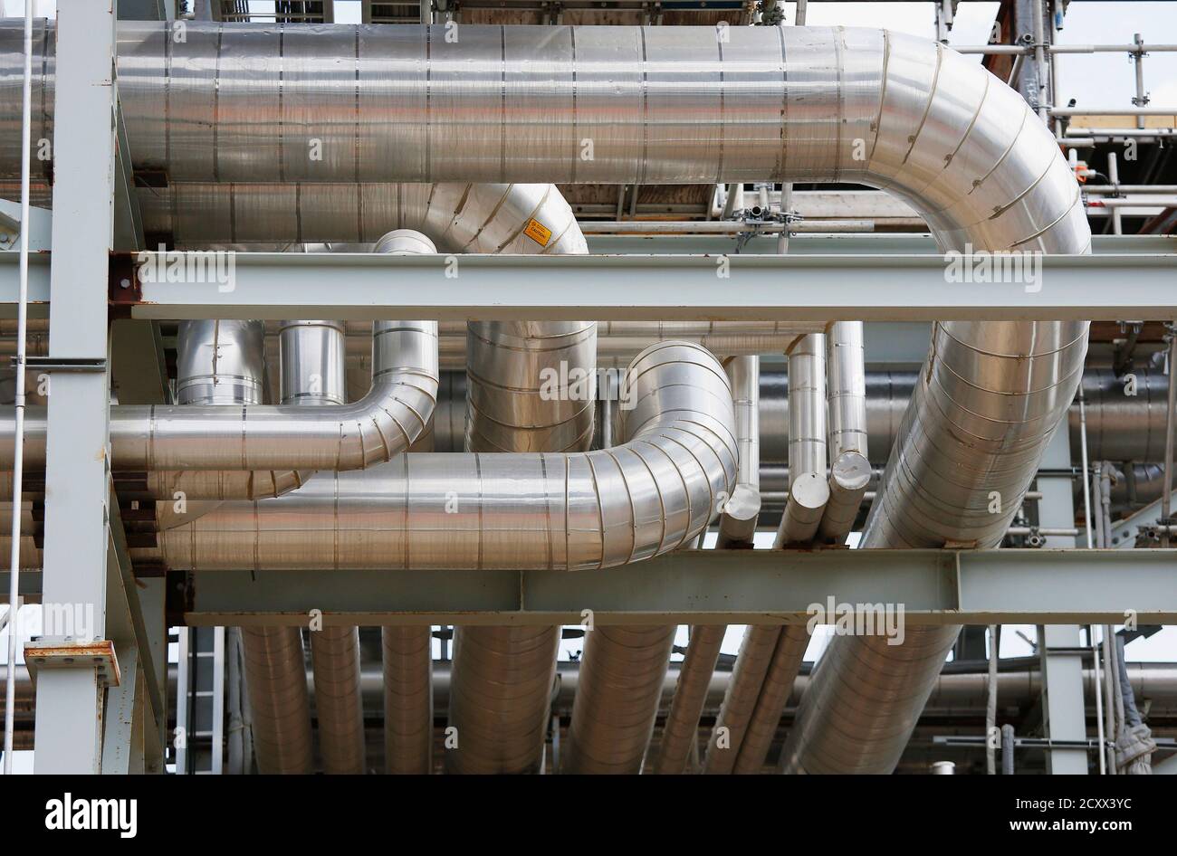 A View Of Oil Production Pipes At The Cenovus Foster Creek Sagd Oil Sands Operations Near