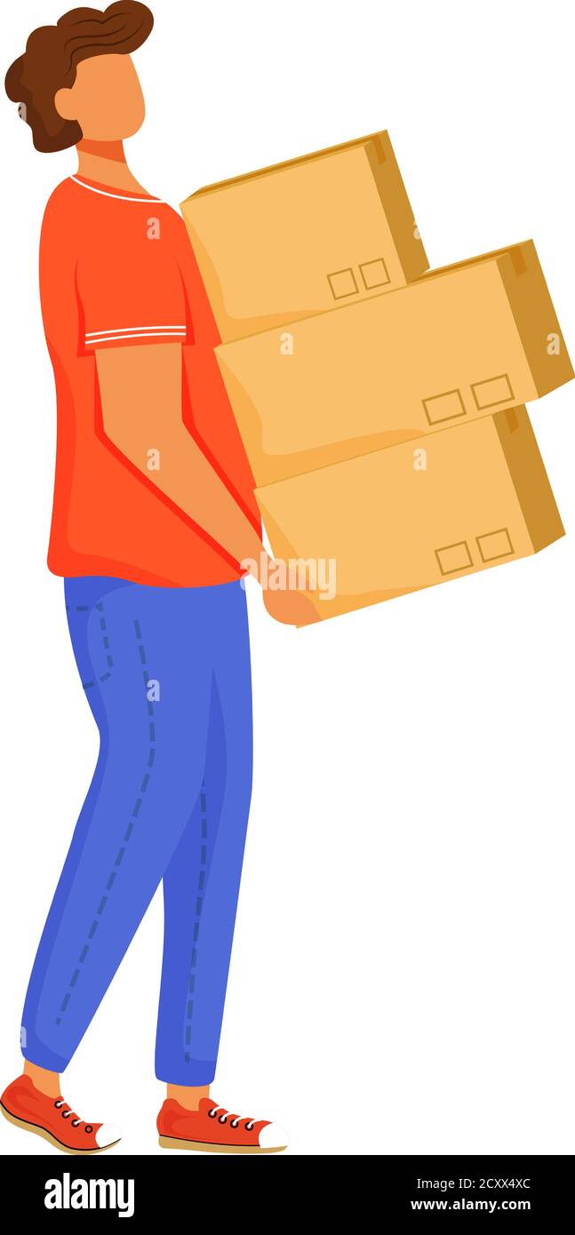 Post office male worker loader flat color vector illustration Stock ...